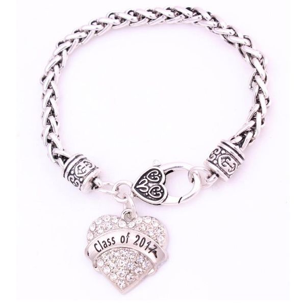 

charm bracelets women bracelet heart pendant class of 2021 written with sparkling crystals good gift choose provide drop, Golden;silver