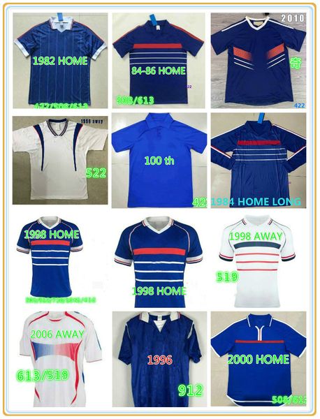 

10 zidane 1998 retro soccer jersey vintage henry maillot de foot 1982 84 86 1996 2006 2000 2002 2004 euro finals 1984 uniforms footb, Black;yellow