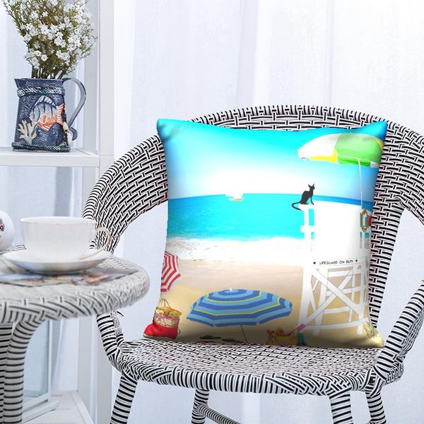 

pillow case summer tropical beach blue covers seaside palm tree printing sofa cushions modern simple livingroom throw pillows