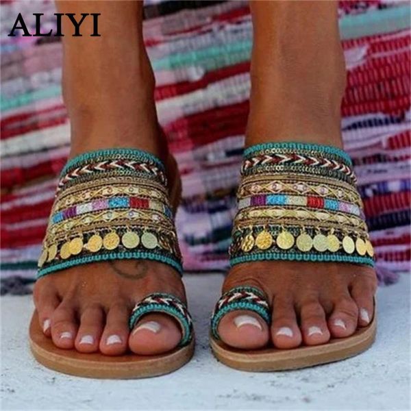 

slippers summer bohemia sandals 2021 clip toe ladies soft bottom casual slides 35-43 big size female flat beach, Black