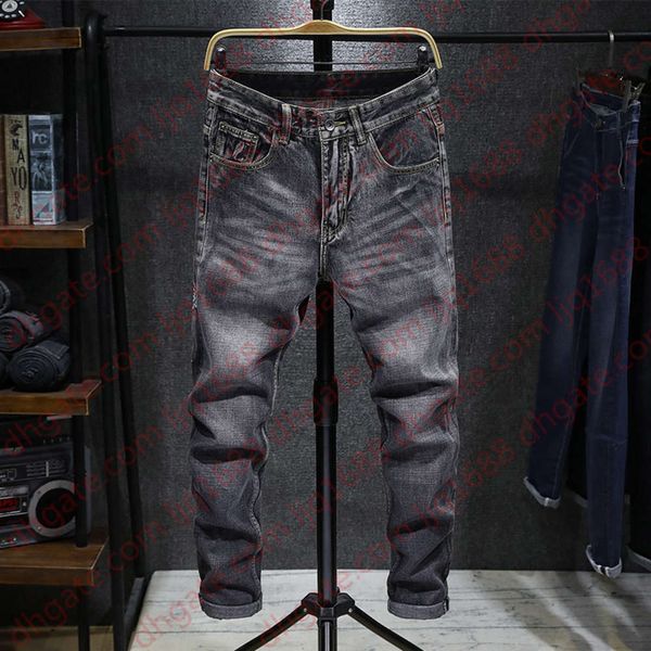 

black jeans men's slim straight leg pants embroidery tiger embroidered man trousers 2020 autumn and winter new male clothing, Blue