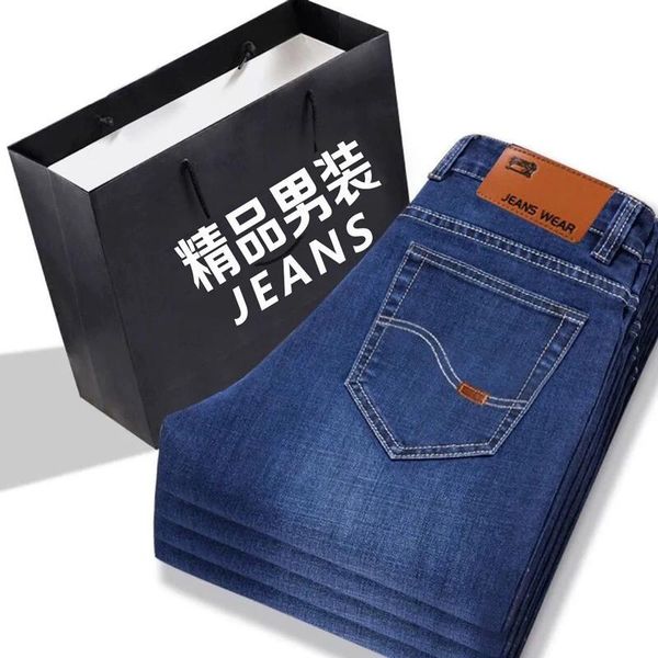 

men's jeans men regular fit no strench straight dress denim pants black casual man 501 size 36 38 40, Blue