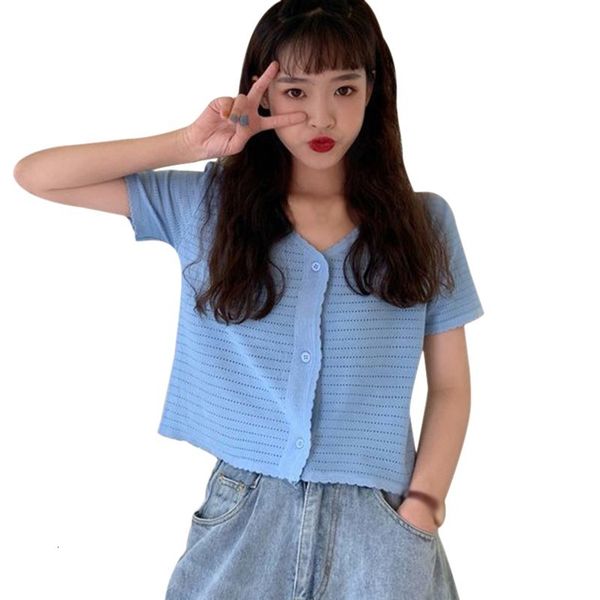 

women used vest fashion t-shirt tight tee new v-neck navel solid casual summer korean 6-color, White