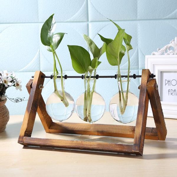 

glass vase deskterrarium hydroponic plant vases vintage flower pot transparent vase wooden frame glass plants home bonsai