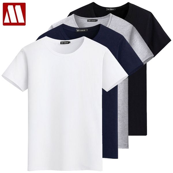 

3 pieces/lot summer t shirt man's new fashion round neck cotton basic tshirts casual male solid t-shirt s-5xl 210317, White;black