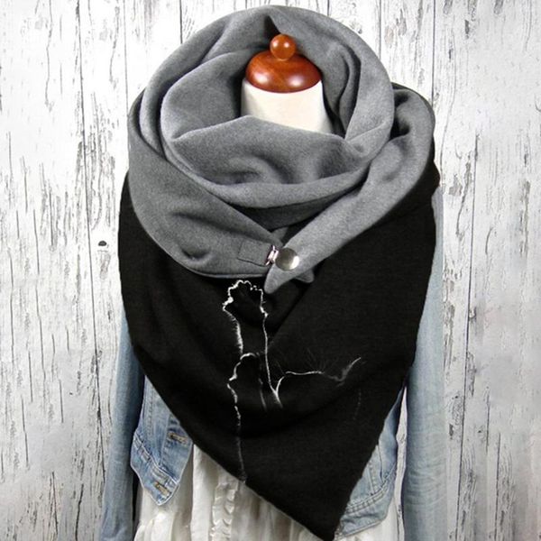 

scarves vlack winter scarf women men 2021 fashion cat luxury casual button woman man floral shawl female male poncho, Blue;gray