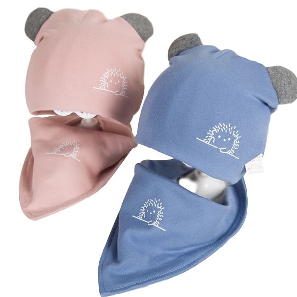 Berretto per bebè Autunno Inverno Nato Cappello per bebè per ragazze Ragazzi Berretto per bebè in cotone Sciarpa Set Cappellino per bebè per bebè morbido 211023