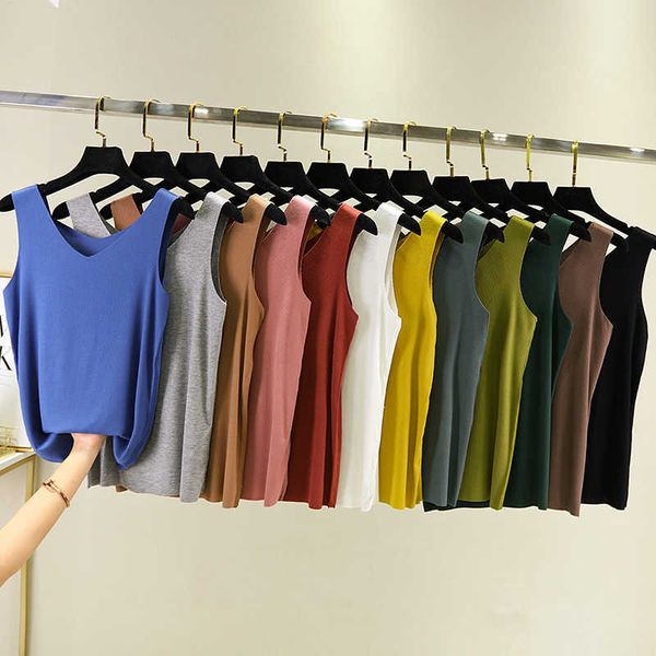 

summer women tank casual ribbed v-neck sleeveless roupas w802 210526, White