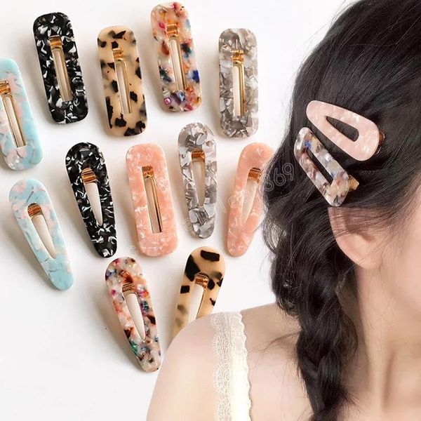 

women girl vintage leopard resin hair clips duckbill snap clip tortoise shell slide barrette hairpin hair accessories girls party gift, Slivery;white