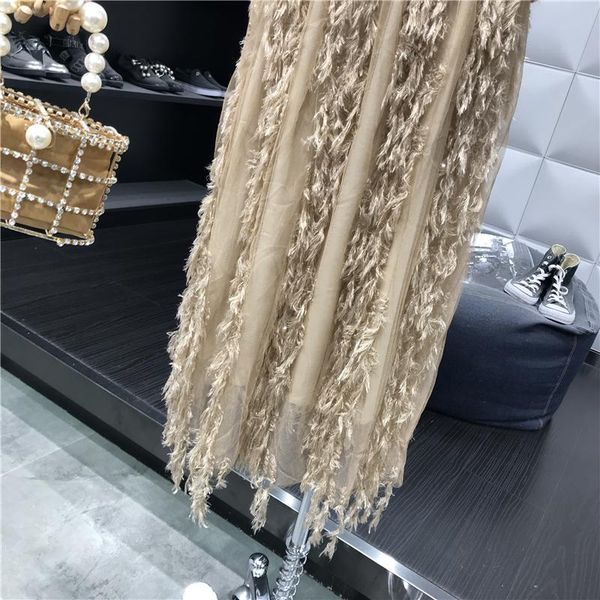 

skirts skirt female 2021 early autumn temperament tassel fur mesh high waist, Black