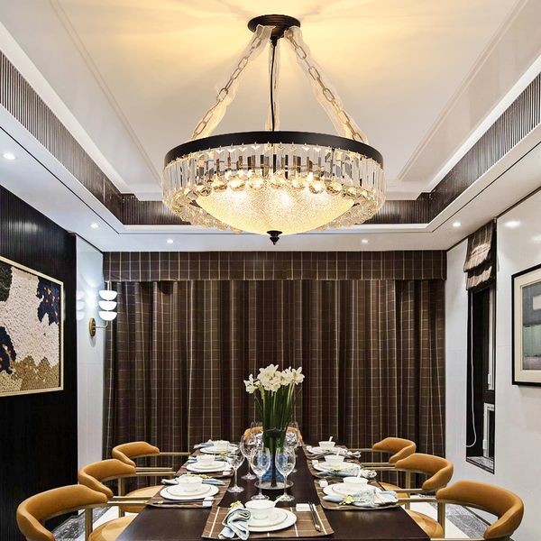 

modern luxury crystal conducted the ceiling lamp room black interior decoration round chandeliers noo2