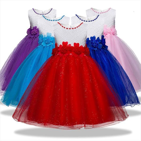 

girls flowers wedding kids girl dress elegant sleeveless lace tulle princess party long baby clothing 3 14, Red;yellow
