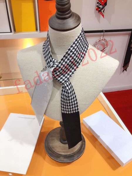 

2021 silk scarf handbags women bags letter flower scraves grade head hair 2 colors 18917 8x120cm, Blue;gray