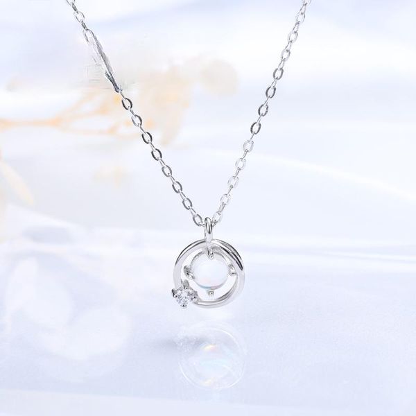 

chains s925 sterling silver universe star necklace women's japanese and korean jewelry small fresh moonstone dream