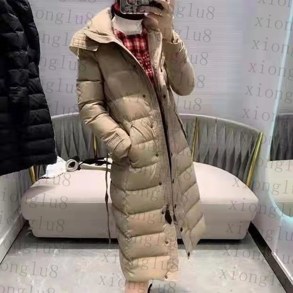 

new down jackets womens hooded winter designer parkas khaki long coats fashion windbreaker casual outdoor thick warmth waist outerwear, Black