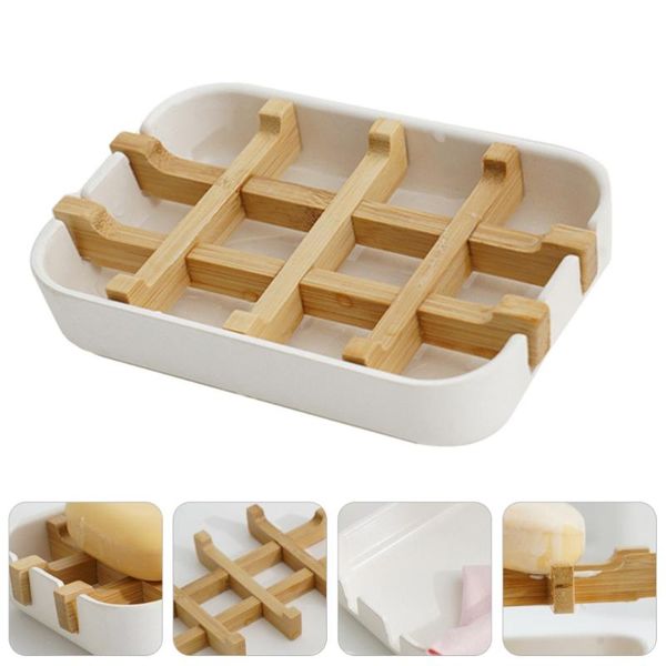 

soap dishes bamboo drain dish box detachable bathroom tray holder storage