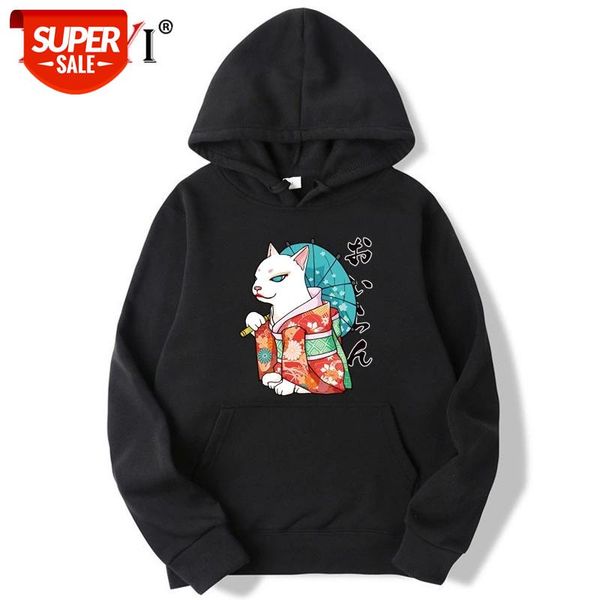 

XIN YI Fashion Brand Men's Hoodies Casual Harajuku Fleece Personalized cat print Anime Male Hoodies SweatshirtsTops Hoodie #xQ3z, Black