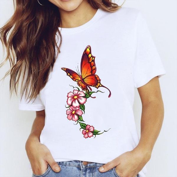 

and women butterfly spring womens men autumn floral 90s printing clothing lady graphic shirt ladies female tee, White;black
