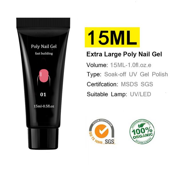 

9pcs crystal clear fast building new gel set acrylic art polish kit with lamp nail drill machine