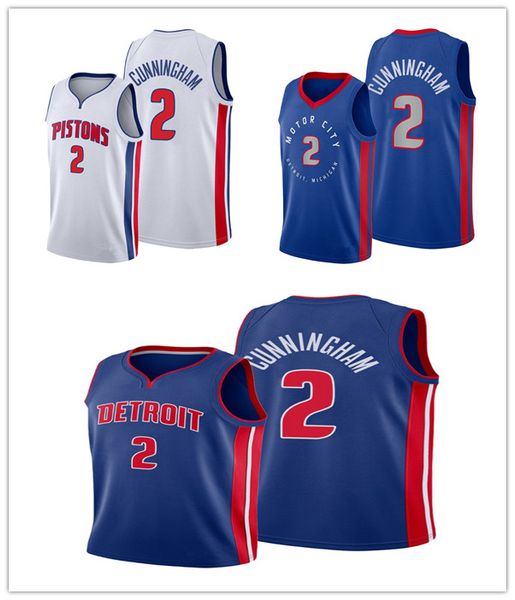

2021 draft no.1 cade cunningham detroitpistonsmen basketball jersey city association icon, Black;red