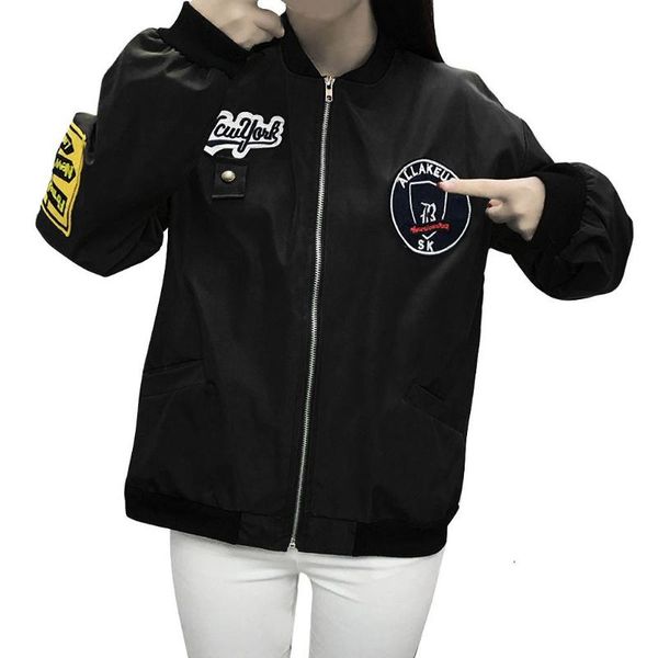 

women's jackets ostrich 2021 basic jacket fashion girl long sleeve o-neck outwear female baseball women coat s-xxxl, Black;brown