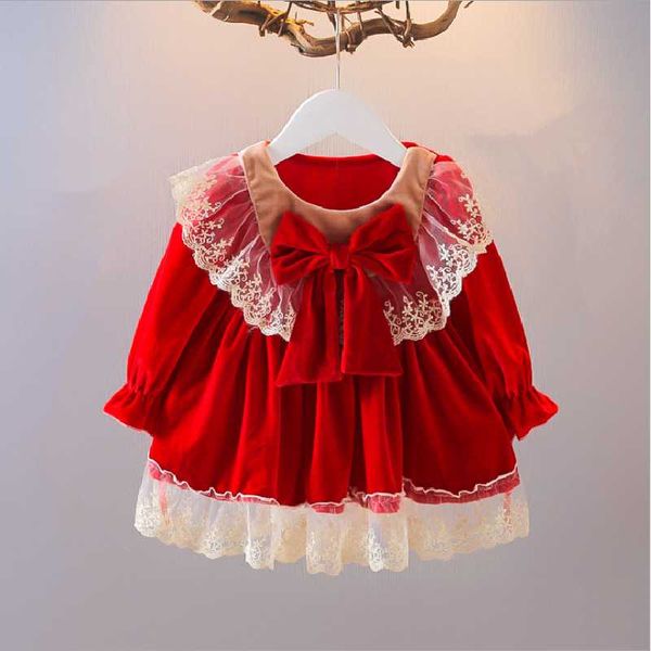 

girl's dresses girls christmas for children's year or party lace princess dress suitable baby aged 1-4, Red;yellow
