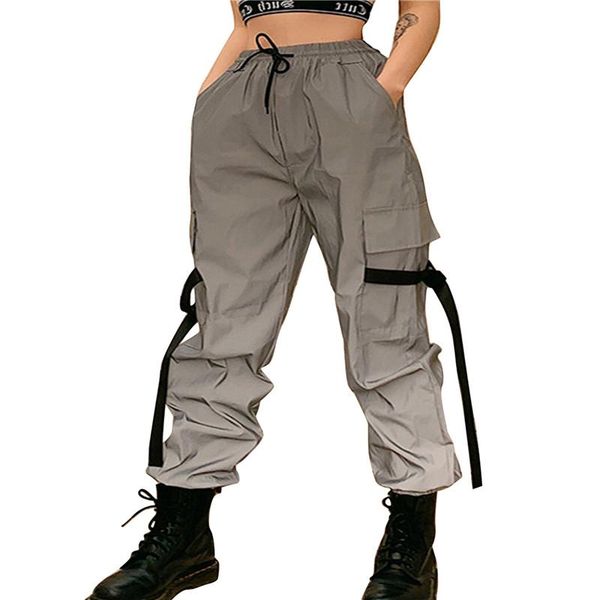 

fashion cargo pants women casual joggers high waist loose female hip hop trousers korean punk pants funny capri streetwear femme, Black;white