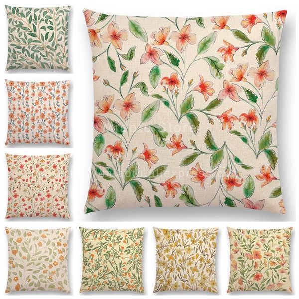 

lovely watercolor little flowers mini leaf sofa pillow case spring floral garden pattern colorful plants cushion cover rose