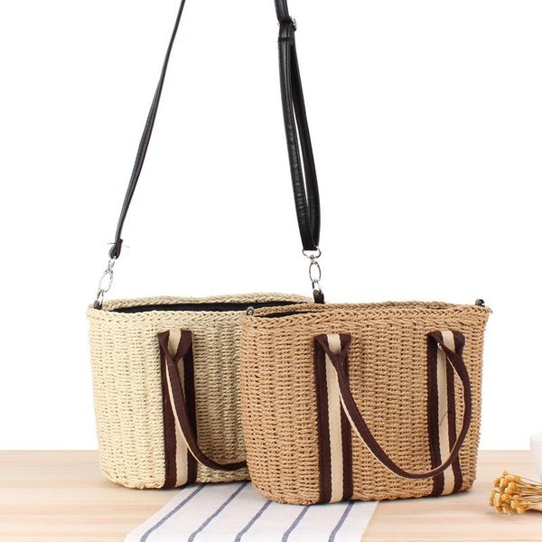 

cross body fashion simple style vertical straw woven shoulder bag beach hand holiday versatile handbag crossbody square for women