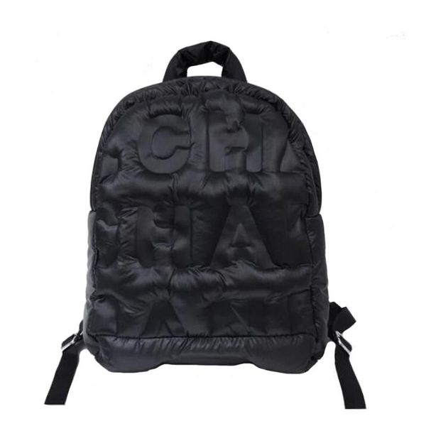 

backpack 2021 women casual backpacks down letter printing autumn winter style korean fashion space cotton solid color school bag
