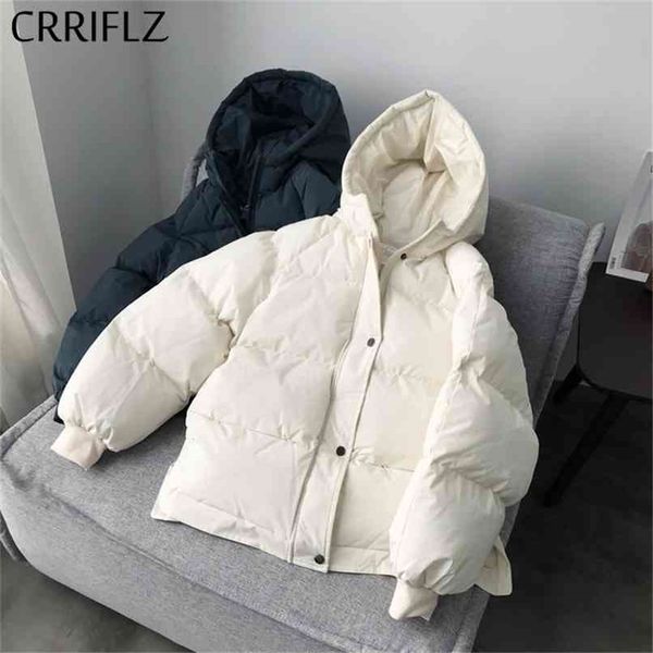 

short winter jacket fashion women down simple design hooded coats warm thicken casual parka 210922, Black