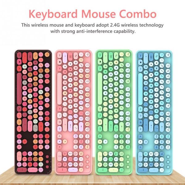 

2.4ghz wireless keyboard mouse combo usb mixed color round keycap plastic panel mobile phone keyboard detachable key cap