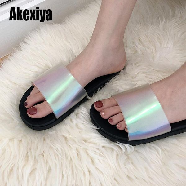 

slippers style women slipper 2021 summer clear jelly flats sandals comfortable soft-soled beach shoes woman footwear s142, Black