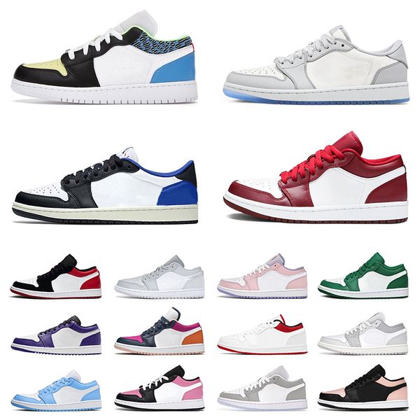 

1 1s low basketball shoes jumpman ts x fragment crimson tint university red black white grey pink mens womens designer sports sneakers train