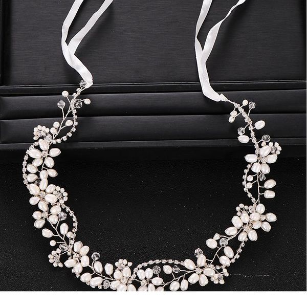 

trendy handmade silver color crystal pearl headband bridal hair accessories wedding headdress princess hair jewelry brid jllspj