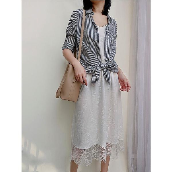

women dress spring / summer 2021 new dress fashion casual lace suspender, Black;gray