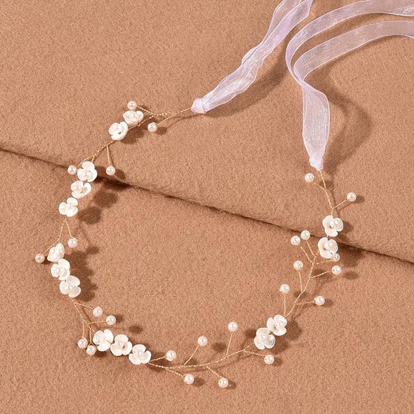 

hair clips & barrettes pearl petals bridal headpieces with ribbon handmade wedding headband accessories for party bh, Golden;silver