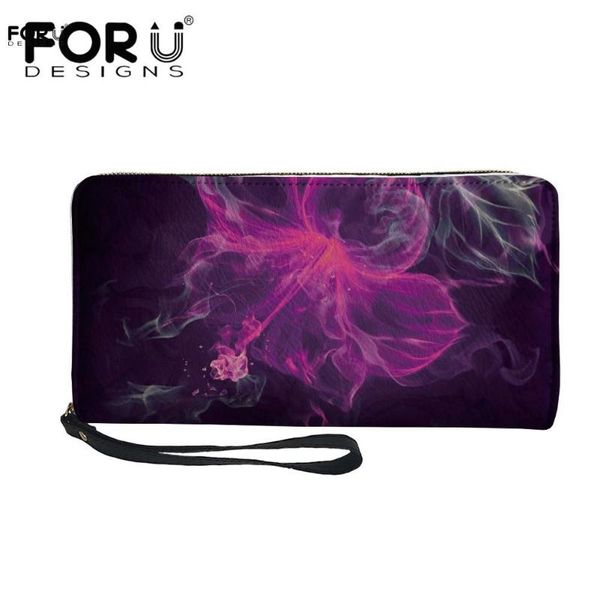 

wallets forudesigns art flame flower pattern ladies wallet casual coin purse card holder women's party wristband leather pu, Red;black