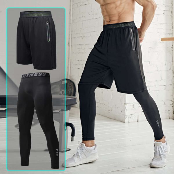 

shorts men's sports capris black basketball training loose sweat absorbing running fitness pants two piece set, Gray