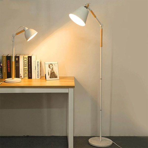 

wood metal living room led floor lamp study floor light bedroom bedside standing lamp reading rotatable e27 bulb 110/220v