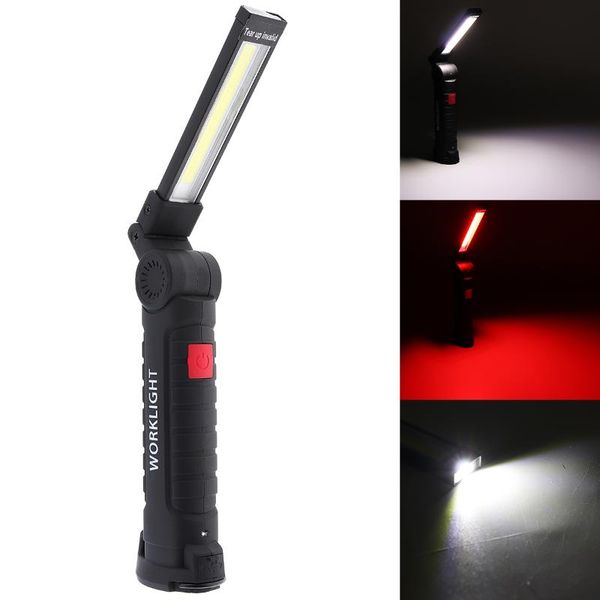 

flashlights torches securitying portable rechargeabl 5 mode torch usb led work light cob lantern hanging hook lamp for outdoor ca
