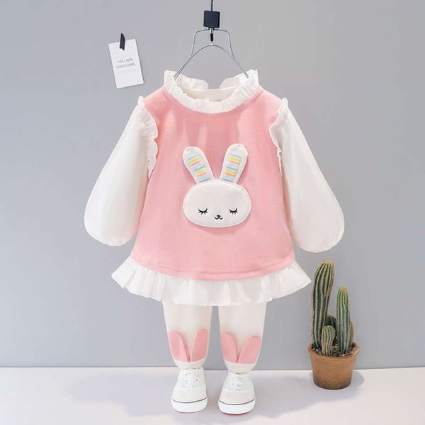 

suit girls' korean spring new children's lovely skirt 2-piece set 1538, White