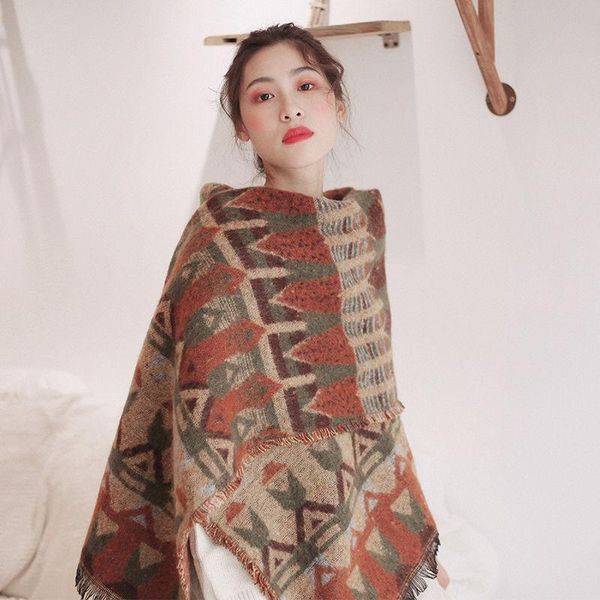 

scarves thick shawl scarf dual-use women's warm autumn and winter student travel fashion, Blue;gray