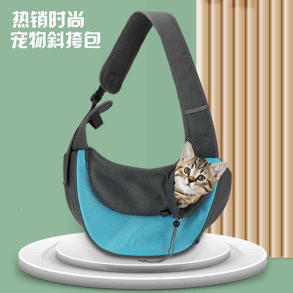 

pet bag out messenger cat dog travel portable diagonal single shoulder breathable mesh backpack, Black;red