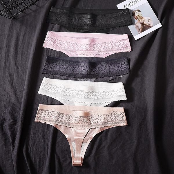 

underwear for woman female thong woman panty low rise cotton crotch seamless panties woman g-string with lace new, Black;white