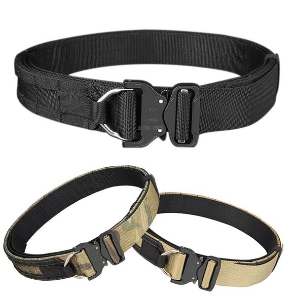 

waist support tactical adjustable belt army cs shooting training hiking equipment utility waistband duty hunting accessories, Black;gray