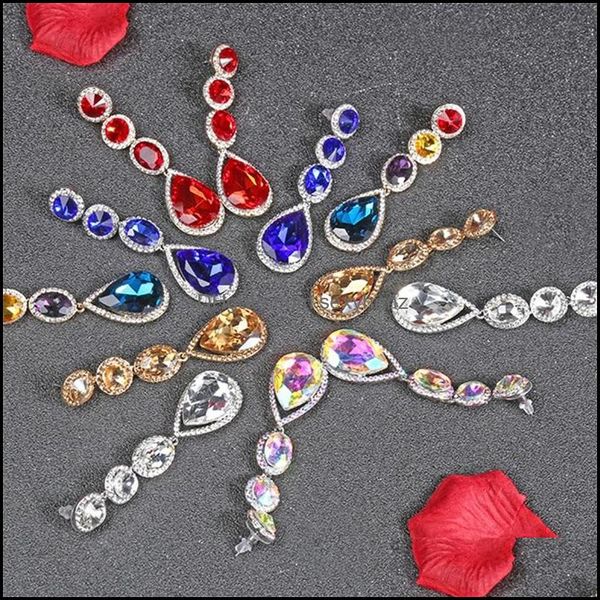 Brincos de lustres de lustres de jóias Design de mecresh AB Crystal Drop for Women Declaração Lágrima de verão