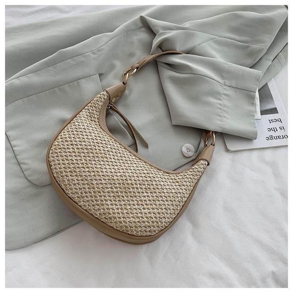 

shoulder bags french elegance spring and summer crescent straw woven underarm bag 2021 portable small beach