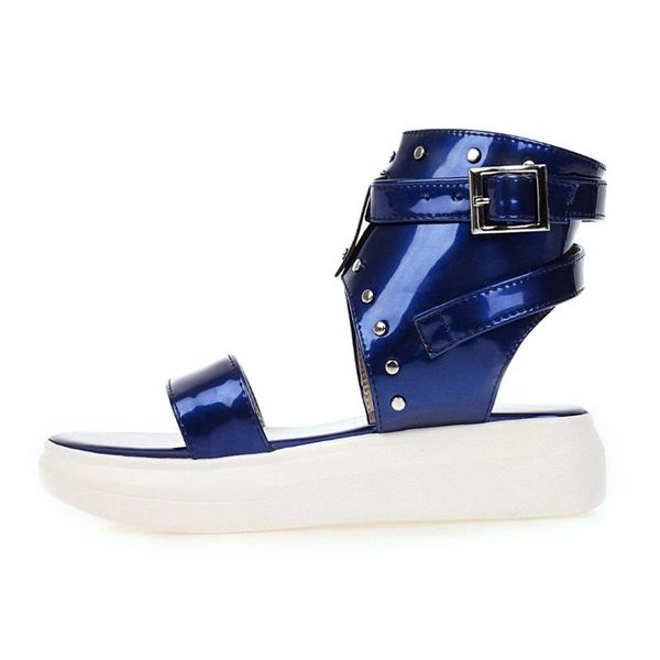

sandals women 2021 summer flat platform gladiator sandal buckle strap black white fashion leisure rivet ladies shoes size 42 43