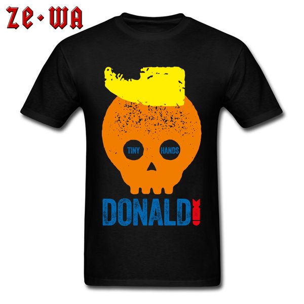 

ccccsportfunny mens t-shirt unique design skull print cool tshirt donald trump tiny hands 100% cotton crew neck europe t shirt, Black;yellow